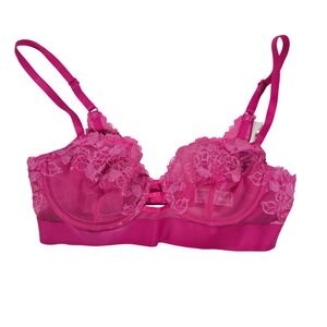 b.tempt'd Wacoal Lace Balconette Underwire Bra Hot Pink 32C